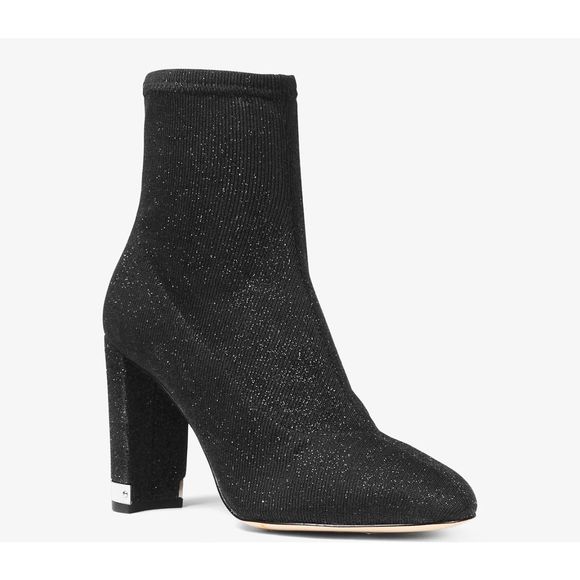 MICHAEL Michael Kors Shoes - MICHAEL Michael Kors Mandy Glitter Stretch-Knit Ankle Boot Black Sz 9
